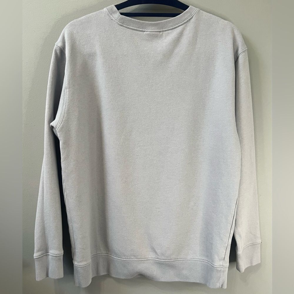 PINK Victoria's Secret Gray Crewneck Sweatshirt with Green Logo Sz Small - Picture 3 of 8